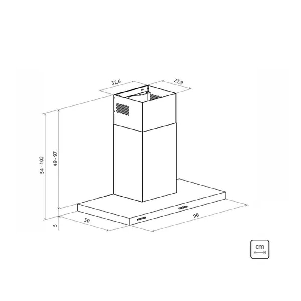 COIFA DE PAREDE TRAMONTINA NEW DRITTA WALL 90 EM AÇO INOX 90 CM  127V